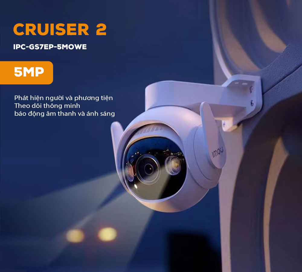 Camera Thế Hệ Mới Tích Hợp Trí Tuệ Nhân Tạo Camera AI IMOU Cruiser 2 5MP Full Color IPC-GS7EP