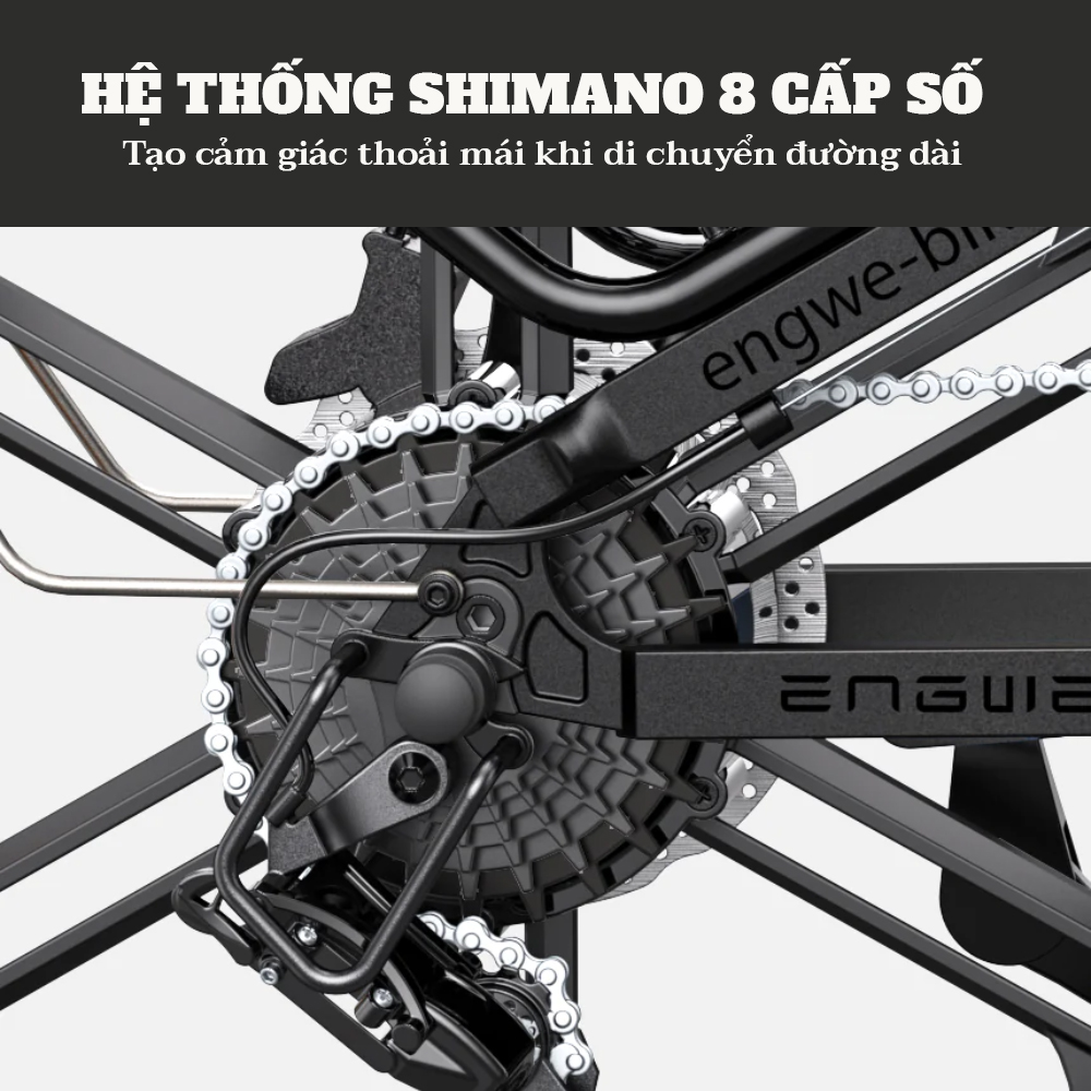 Hệ Thống Shimano 8 Cấp Số - Xe Đạp Điện Trợ Lực Engwe Engine Pro