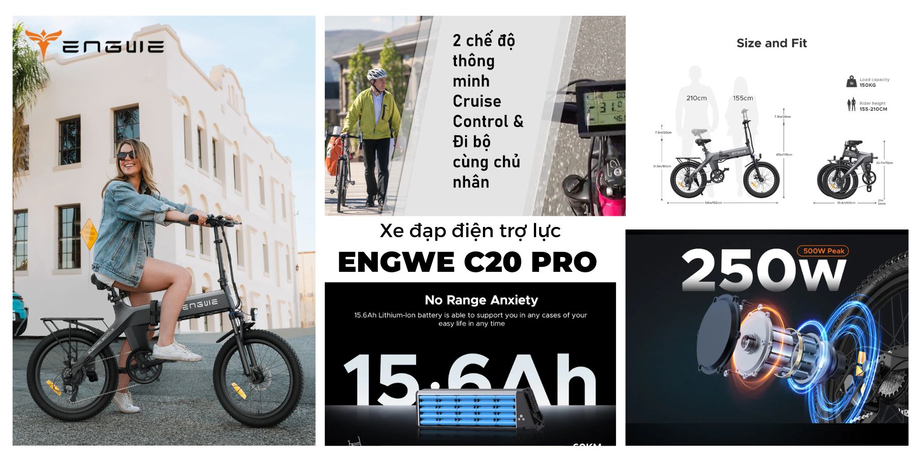 Xe đạp điện trợ lực Engwe C20 Pro - AKIA NHA TRANG