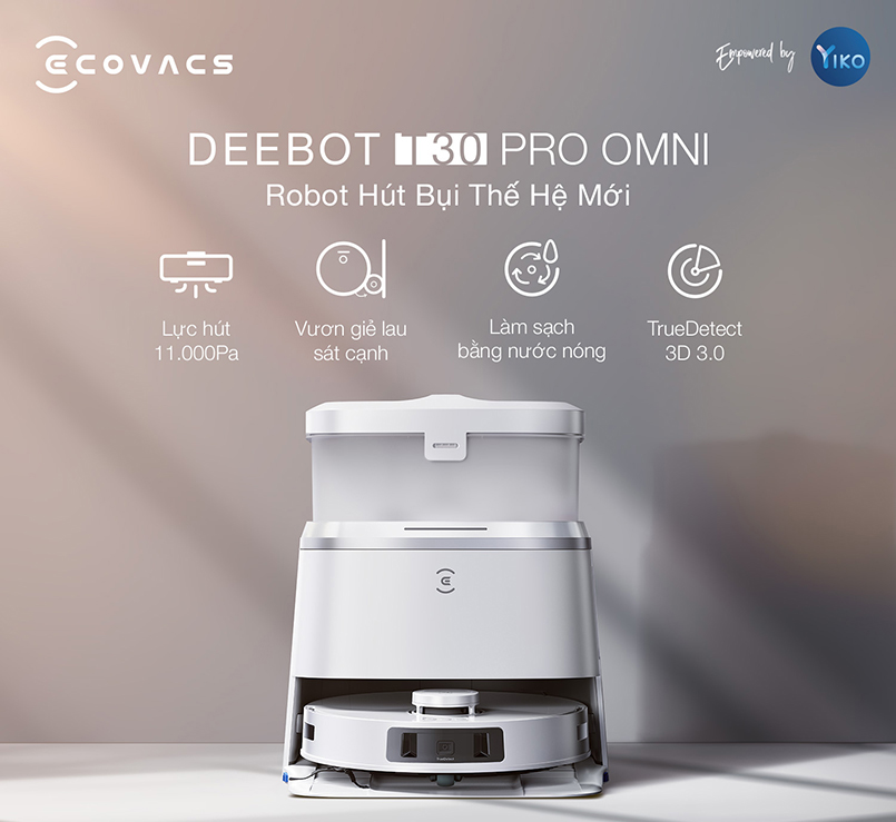 Robot Hút Bụi Lau Nhà Ecovacs Deebot T30 Pro Omni - Chính Hãng (New 2024) - AKIA NHA TRANG